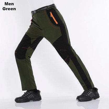 JNLN Men Women Fleece Winter Pants Ski Trekking Hiking Camping Waterproof Pants Outdoor Soft Shell Thick Thermal Cargo Trousers