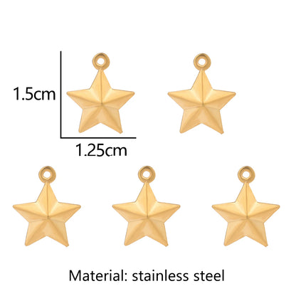 5pcs/Lot Stainless Steel Gold Color Marine Animals Dolphin Shell Starfish Elephant Moon Star Charm Pendant For Jewelry Making