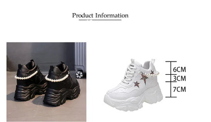 High Quality High Platform Shoes Woman Autumn Chunky Sneakers Increased 10cm Ladies Shoes Trainers Zapatillas Deportivas Mujer