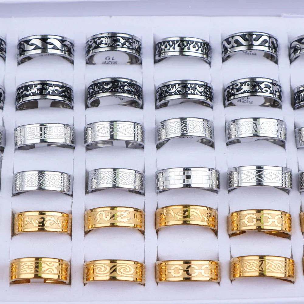 10pcs/lot Wholesale Fashion Simple Stainless Steel Ring For Men Women Beautiful Trendy Punk Jewelry Vintage Birthday Party Gifts