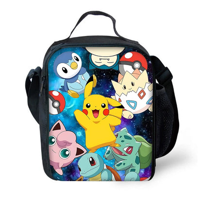 3 pcs set Cute Anime Pikachus Gengars Child School Backpack with Lunch Bags ,Pencil Bags ,School Bags for Boys Girls Best Gift