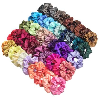 50/40/20pc Vintage Satin Scrunchies Girls Elastic Hair Bands Ponytail Holder Ties Rubber Bands Fashion Women Accessories Solid