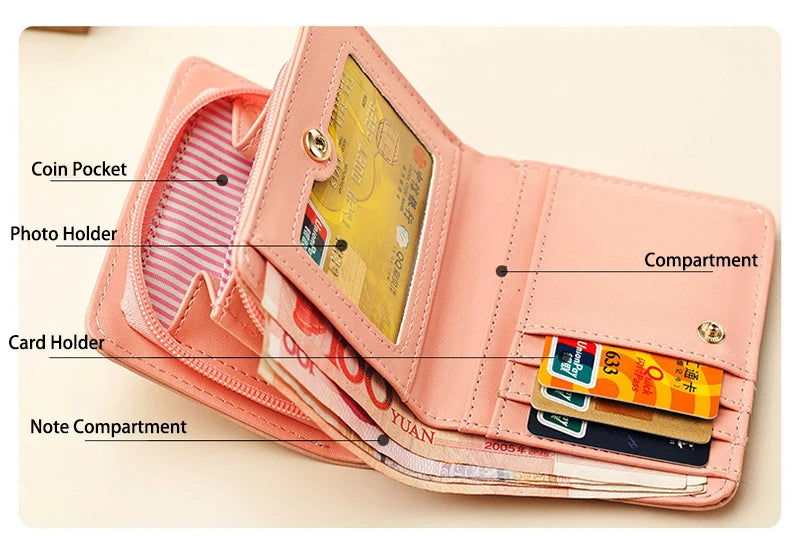 Wallest Women Purse Cute  Anime Wallet  Portable Small Luxury Wallets for Women Clutch Bag Carteras Para Mujer Coin Pocket