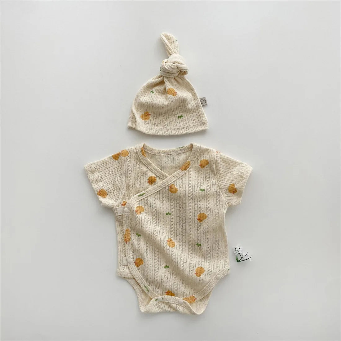 Summer Baby Romper Triangle Bodysuit Short Sleeve Jumpsuit Baby Cartoon Print One-Pieces Free Hat Baby Clothing Sets Baby Kimono