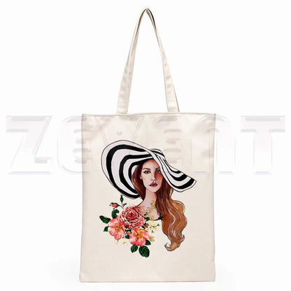 Lana Del Rey LOGO Printed Graphic Hipster Cartoon Print Shopping Bags Girls Fashion Casual Pacakge Hand Bag