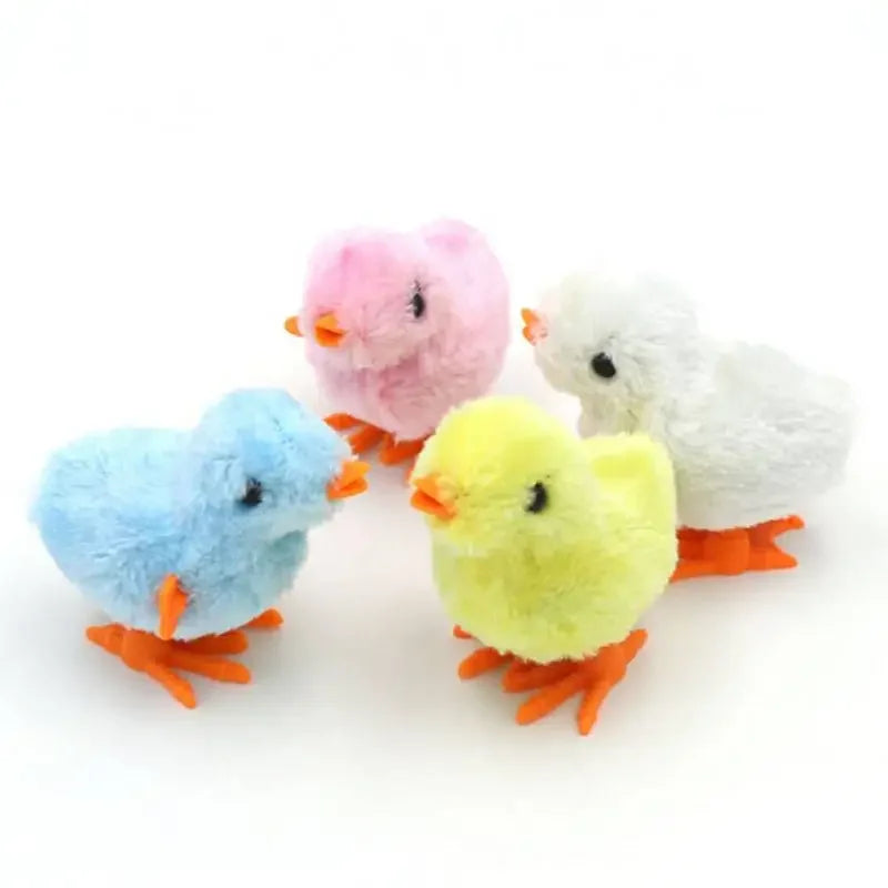 5pcs Novelty Jumping Chicken Easter Wind Up Chick Toys Gag Plush Baby Chicks Toys Favors Supplies Props Gift for Kids Boys Girls