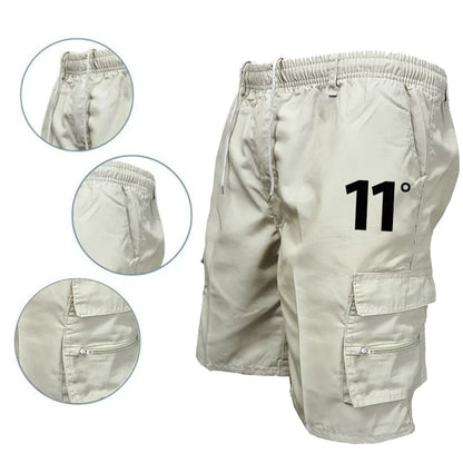 Outdoor Cargo Shorts Male Overalls Elastic Waist Cycling Multi-pockets Loose Work Short Pants Beach Sport Printed Trousers