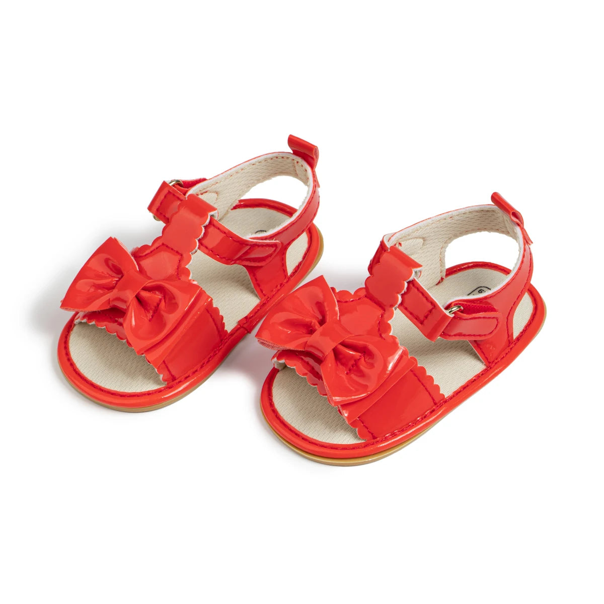 Meckior New Baby Girl Garden Shoes Cute Bow Newborn Baby Girl Beach Sandals Anti-slip Rubber Flat Bottomed Toddler Sandals