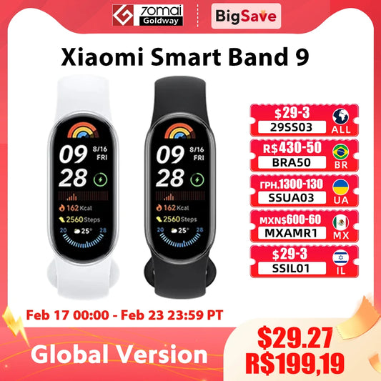 Global Version Xiaomi Smart Band 9 150+ Sports Modes Sleep Monitoring 1.62" AMOLED Display 21-day Battery Mi Wrist Sport Watch