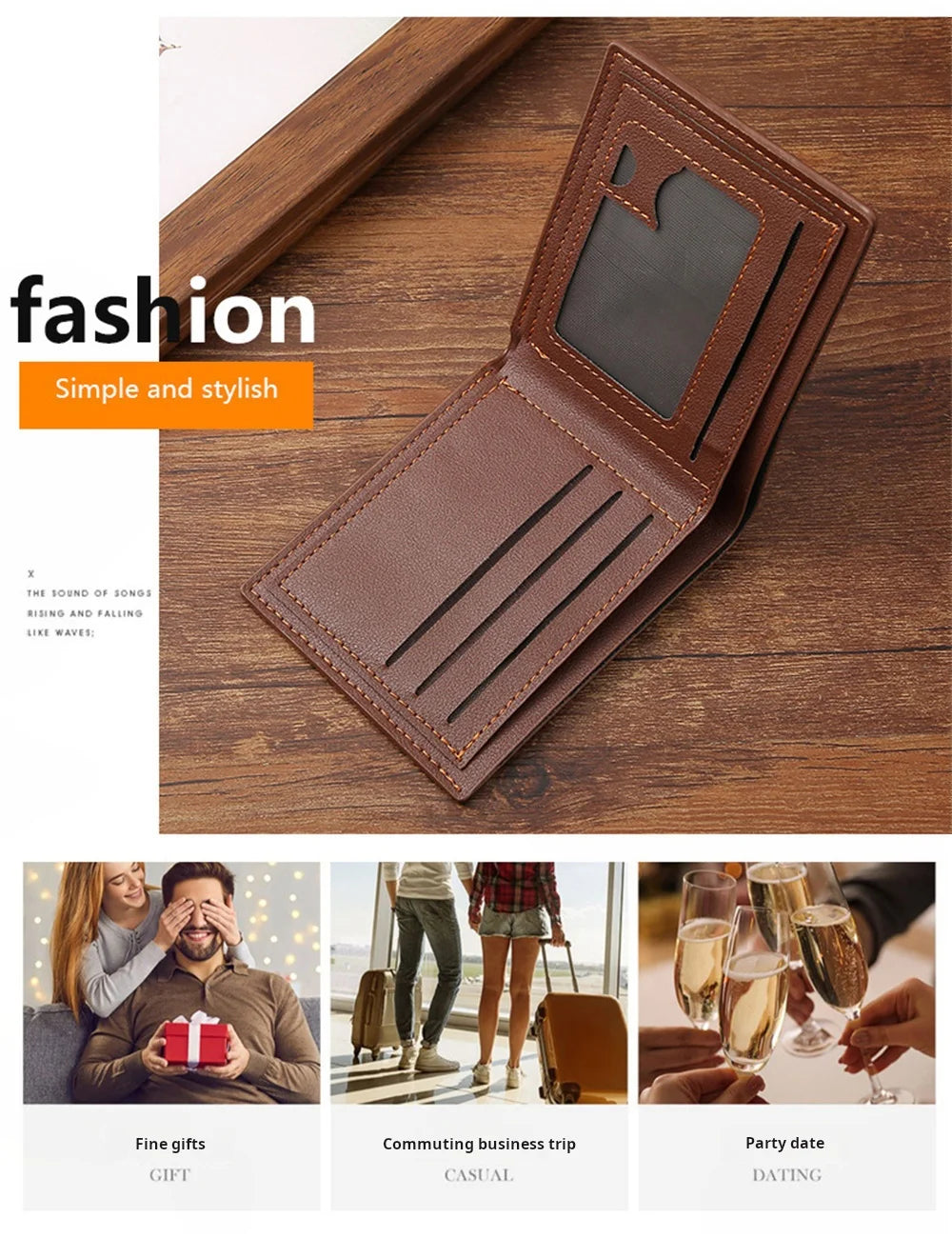 Men's Short Design Causal Purses Male Folding Wallet Coin Card Holders High Quality Slim Money Bag New Hot Men PU Leather Wallet