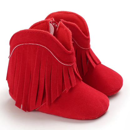 Baby Booties Vintage Tassel Anti-slip Sole Winter Warm Baby Boys Girls Western Boots Snow Booties First Walkers Infant Shoes