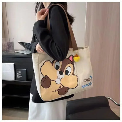 Disney new Chichititi Cartoon Print Large Capacity Women's Handbag Daily Travel Mummy Bag Fashionable and Versatile Shoulder Bag