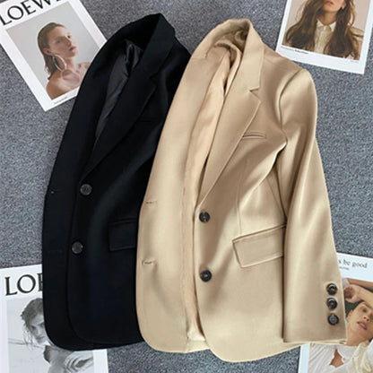 Women Jacket New in Korean Fashion Small Suit Top Brown Suit Coat Clothes Loose Straight Temperament Slim Blazer for Women Chic