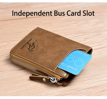 Mens Wallet Leather Business Card Holder Zipper Purse Luxury Wallets for Men RFID Protection Purses Carteira Masculina Luxury