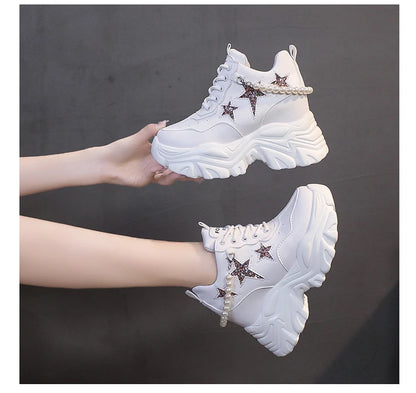 High Quality High Platform Shoes Woman Autumn Chunky Sneakers Increased 10cm Ladies Shoes Trainers Zapatillas Deportivas Mujer