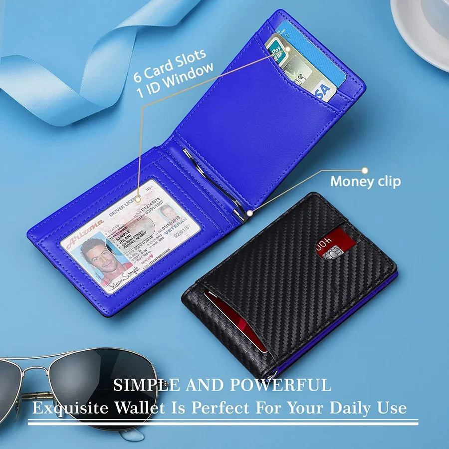 Synthetic Leather Slim Smart Wallet for Men Credit Card Holder Money Clip RFID Blocking Men Thin Bifold Wallet Walet Money Bag