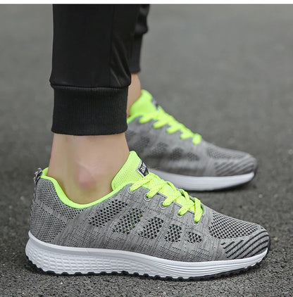 New Sneakers For Women Breathable Fashion Trainers Plus Size Women Sneakers Mesh Fabric Lace Up Women Shoes Female Footwear