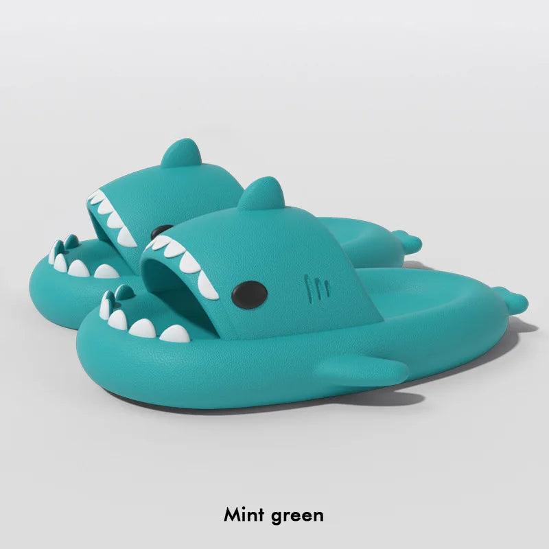 Gradient Color Shark Slippers Summer Kids Cute Sandals Women Men EVA Non-slip Thick Slides Girls Boys Beach Shoes Home Flip Flop