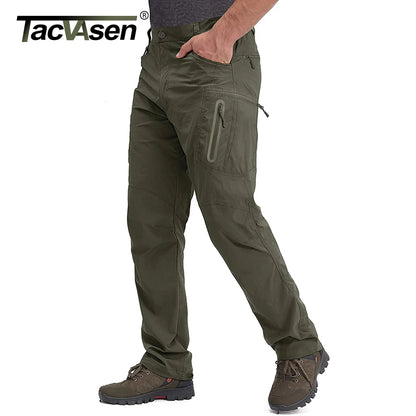 TACVASEN Men's Summer Lightweight Trousers Fishing Pants Outdoor Hiking Nylon Quick Dry Pockets Cargo Pants Casual Work Trousers