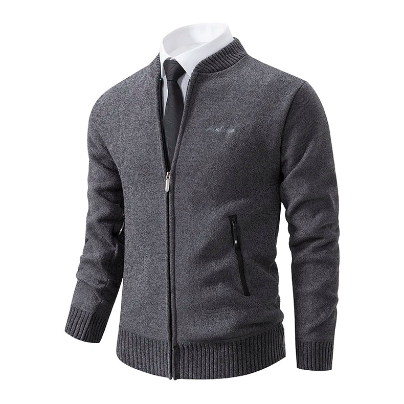 2023 Knitwear Spring and Autumn Men's Stand-up Collar Thick Warm Cardigan Sweater Winter Loose Casual Coat