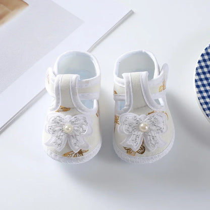 First Walkers Soft Sole Crib  Newborn Toddler Shoes Baby Girl Shoes  Cute Floral Bow Infant Baby Girls Shoes Non-slip Footwear