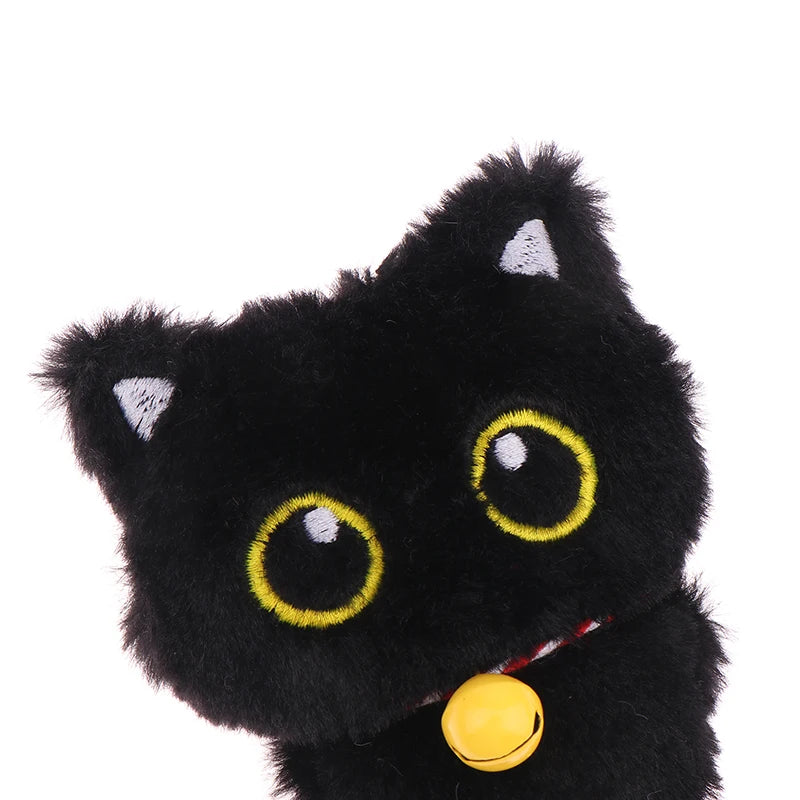 1PC Cute Bell Black Cat Plush Toy Keychain Cartoon Kitten Soft Doll Pendant Car Key Ring Backpack Charm Decoration Gift