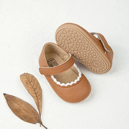 Meckior Baby Boys Girls Shoes Infant Leather Rubber Sole Anti-slip Toddler First Walkers Crib Shoes Newborn Girl Princess