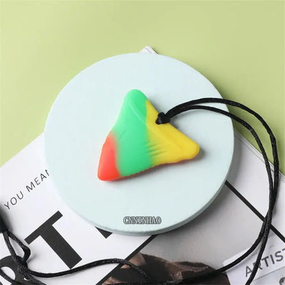 1 Pcs Sensory Chew Necklace Cartoon Chewy Kids Silicone Triangle Fangs Toys Silicone Teeth for Children with Autism Accessories