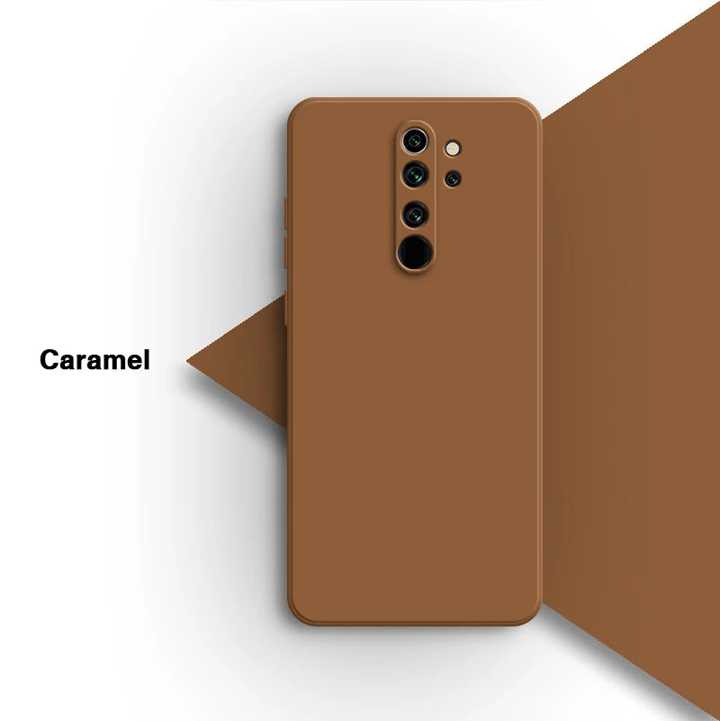 Simple Original Phone Case for Xiaomi Redmi Note8 Note 8 Pro 8Pro Soft Candy Square Liquid Silicone Internal Flocking Back Cover