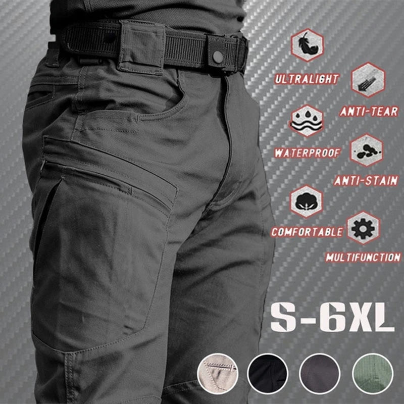 Men's Tactical Cargo Pants Casual Trousers Waterproof Multi-Pockets Outdoor Workwear Wear-resistant Camping Hiking Training Pant