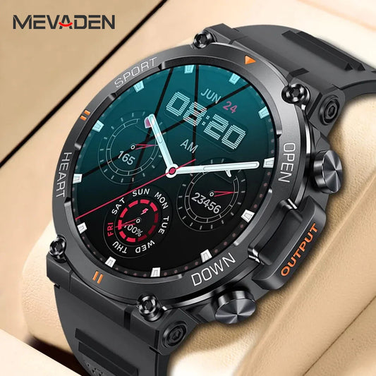 MEVADEN 1,39 Zoll HD Bluetooth Anruf Smart Watch Männer Sport Fitness Tracker Heart Monitor 400mAh Smartwatch für Android IOS MD56