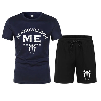 Men's Roman Reigns ''Acknowledge Me'' T-Shirt Shorts Set Summer Short Sleeve Man Overiszed Suits 2024 New Fashion Clothing Sets