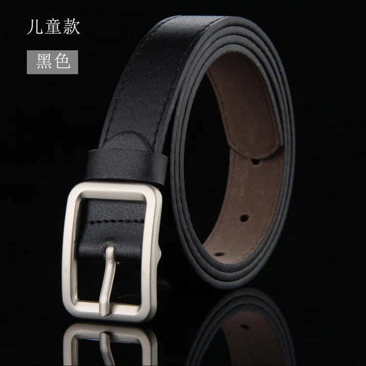 Children's Leather Pin Buckle Belt Fashion Simple Casual Versatile Jeans Boys Girls Students Black Belts Clothing Accessories