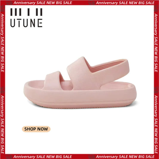 UTUNE Women Sandals Summer Platform Shoes Beach Outside EVA Slides Slippers Men Soft Thick Sole Non-slip Indoor Plus Size 42 43