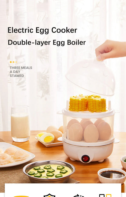 Single and double layer multifunctional egg cooker corn syrup ready-to-eat breakfast boiled egg steamer kitchen appliances