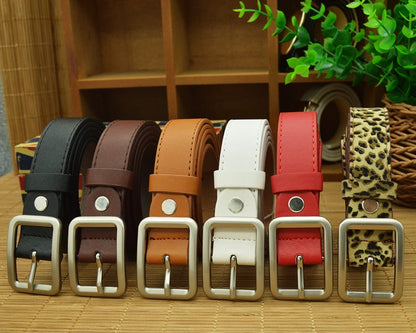 Children's Leather Pin Buckle Belt Fashion Simple Casual Versatile Jeans Boys Girls Students Black Belts Clothing Accessories