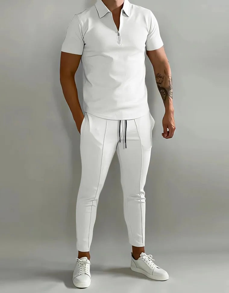 2024 Summer Short-sleeved Men's Fashion Slim-fit Trend Suit Youth Leisure Fitness Sports Men's suit