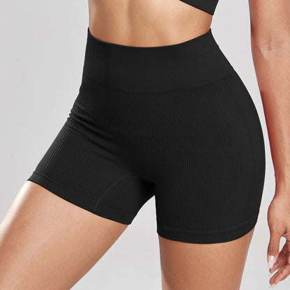 New 2024 Woman Thread Fitness Shorts Sets Skinny Stretch High Waist Sexy Shorts Sets Running Outdoors Casual Fashion  Top Women