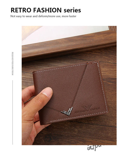 Men's Short Design Causal Purses Male Folding Wallet Coin Card Holders High Quality Slim Money Bag New Hot Men PU Leather Wallet