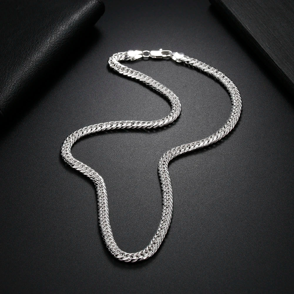 925 Sterling Silver 6MM geometric Chain Bracelets Neckalces for Women Men fashion Party wedding Gifts punk jewelry sets