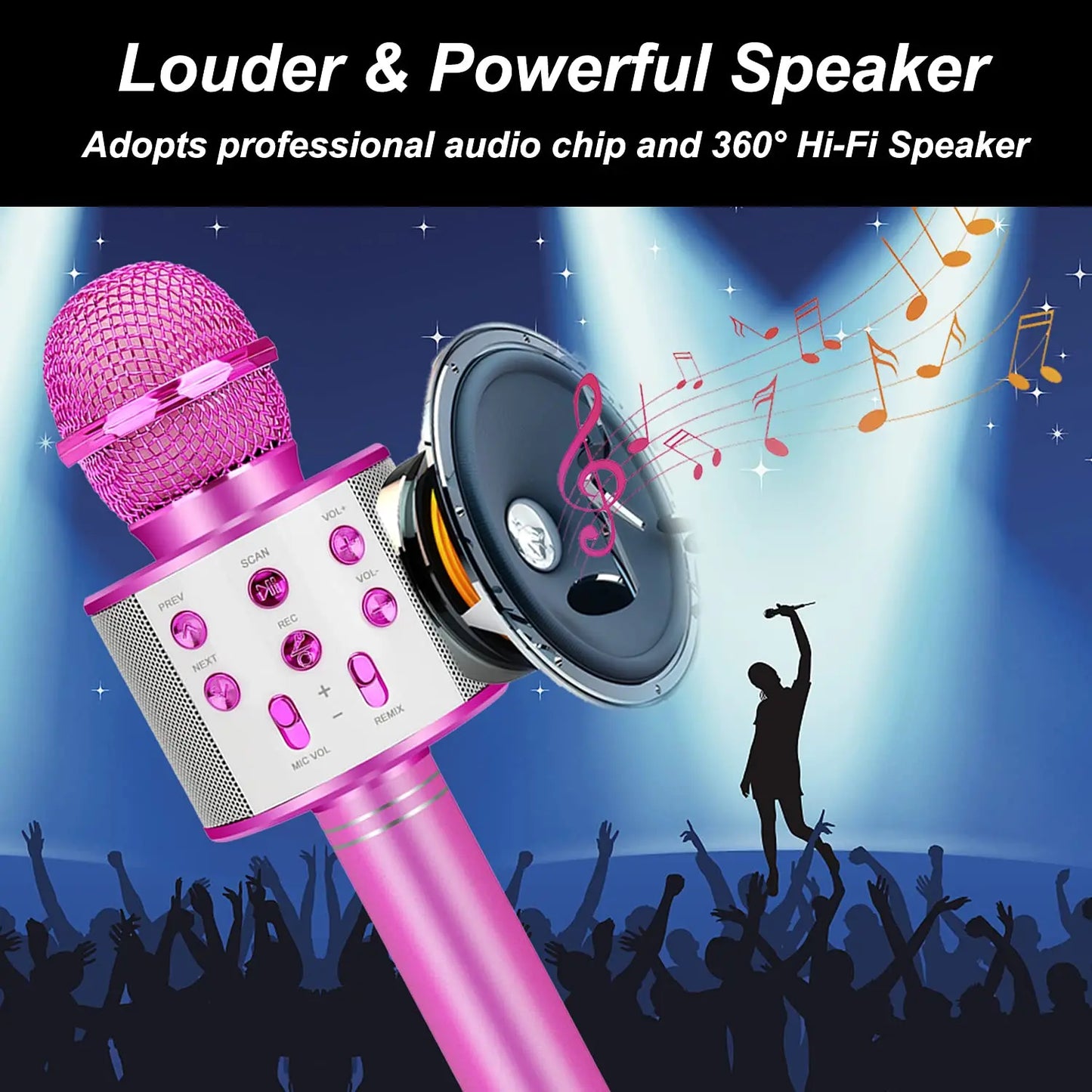 Handheld  Wireless Bluetooth Karaoke Microphone Speaker  for Kids,Home Party Singing Machine Microphone,Fun Toys for Kids