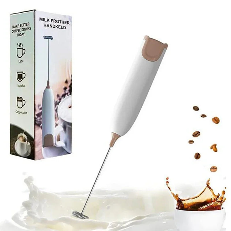 Electric Foam Maker Battery Operated Stainless Steel Whisk Drink Mixer for Latte Cappuccino Hot Chocolate Milk Frother Handkeld