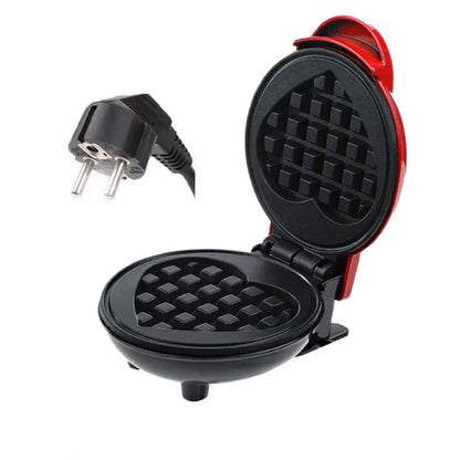 220V EU Plug Mini Electric Waffles Maker Bubble Egg Cake Oven Breakfast Love Heart Shaped Waffle Maker Cooking Appliance