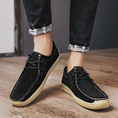 New Men's Casual Shoes Luxury Handmade Suede Leather Sneakers 2024 Tooling Antiskid Men Footwear Platform Outdoor Shoes Loafers