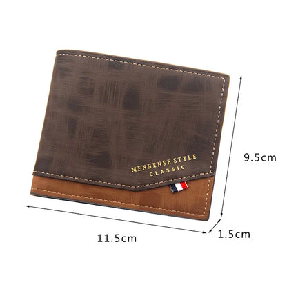 Short Men Wallets Slim Classic Coin Pocket Photo Holder Small Male Wallet Quality Card Holder Frosted Leather Men Purses