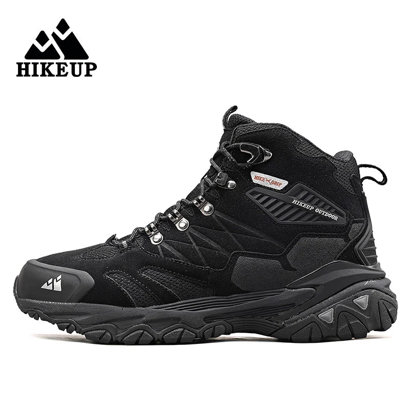 HIKEUP New Men‘s Hiking Shoes Leather Outdoor Sneakers for Men Trekking Boots Male Camping Hunting Mens Tactical Ankle Boots