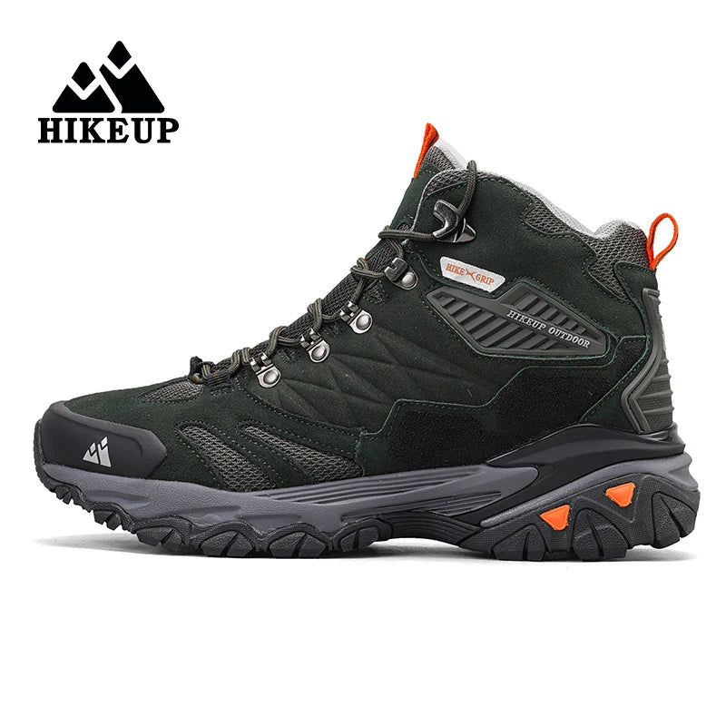 HIKEUP New Men‘s Hiking Shoes Leather Outdoor Sneakers for Men Trekking Boots Male Camping Hunting Mens Tactical Ankle Boots