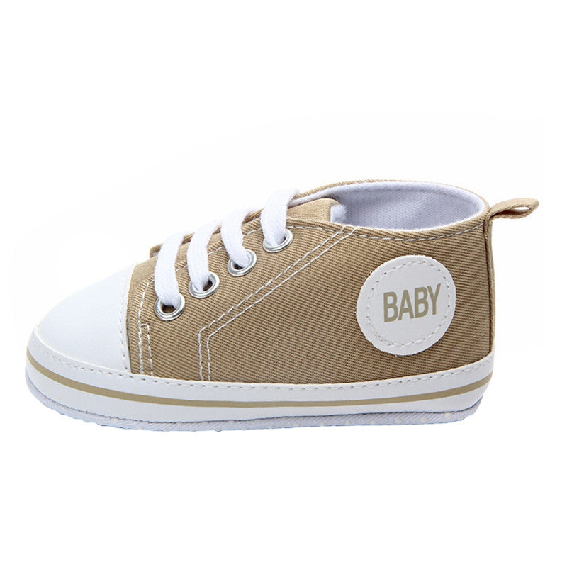 0-18months Unisex Baby Canvas Shoes Soft Sole First Walkers Sneaker Infant Girls And Boys Lace-Up Anti-Slip Flat Shoes