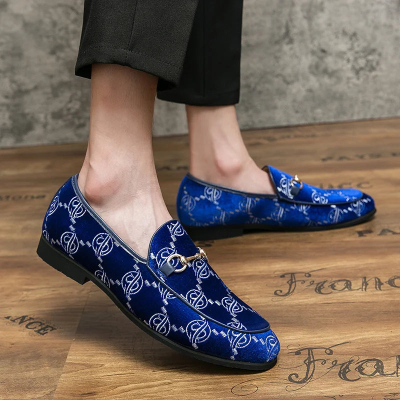 Fashion Blue Men's Luxury Loafers Shoes Big Size Casual Men Suede Leather Shoes Designer Wedding Dress Shoes Men Flats Moccasins