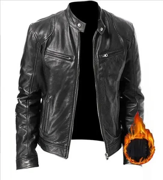 Men's PU Leather Jacket Stand Collar Zipper Coat   Jackets Autumn Casual Motorcycle PU Jacket Biker Slim Leather Coats